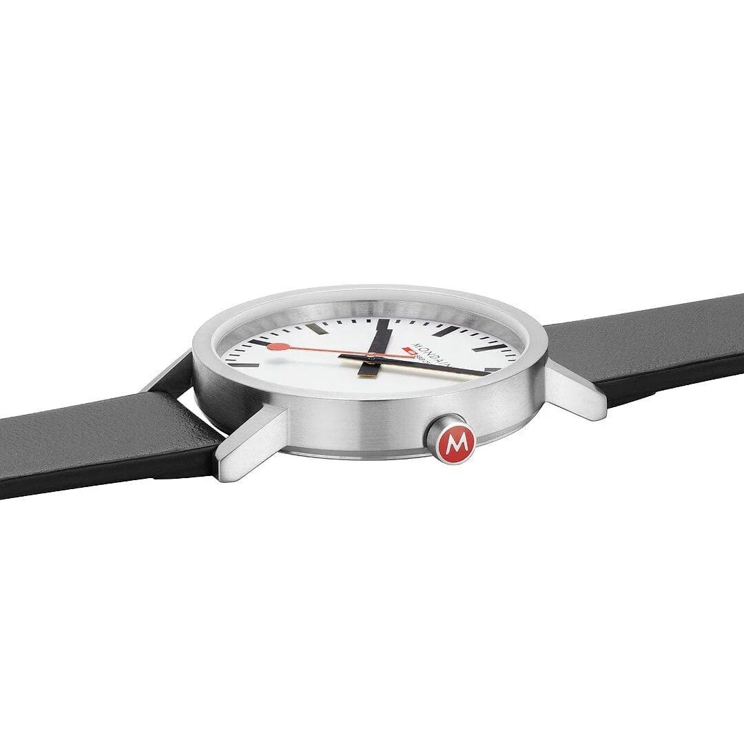 Mondaine Watch Classic 40 mm matt black vegan strap