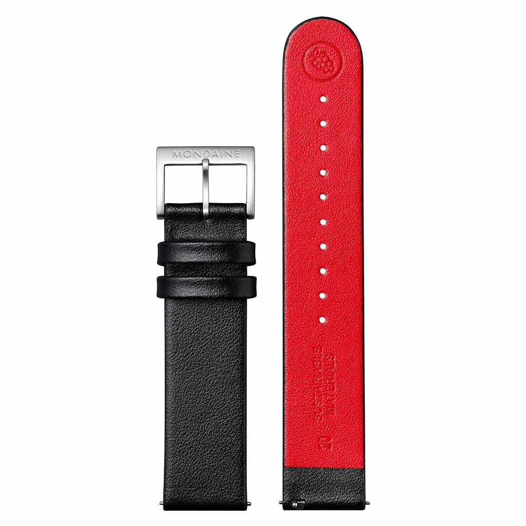 Mondaine Watch Classic 40 mm Matt schwarzes veganes Armband