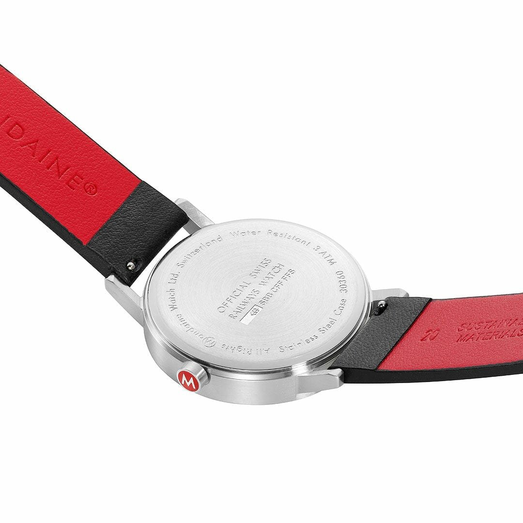 Mondaine Watch Classic 40 mm matt black vegan strap