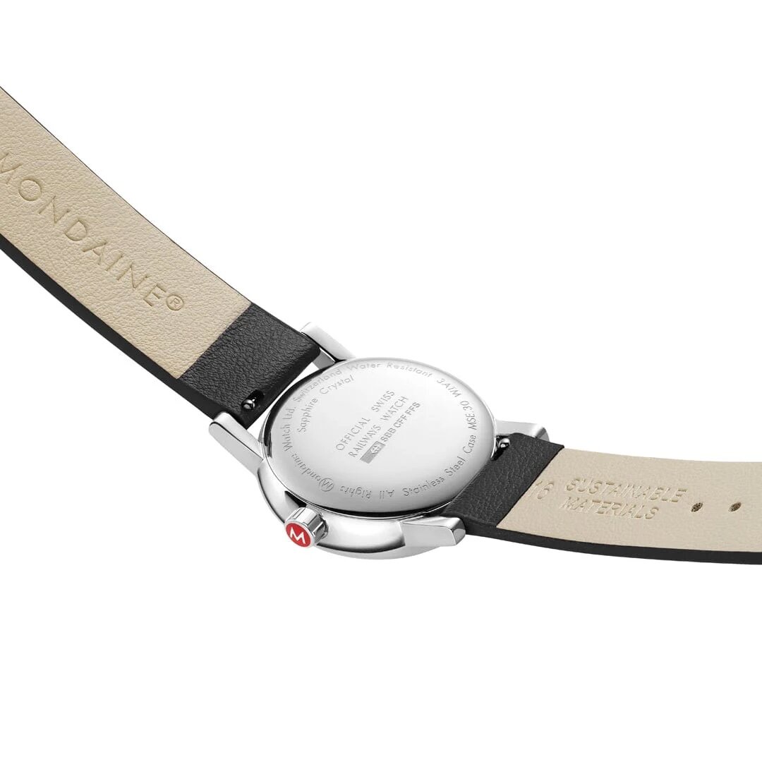 Mondaine Evo2 30 mm glossy black vegan strap