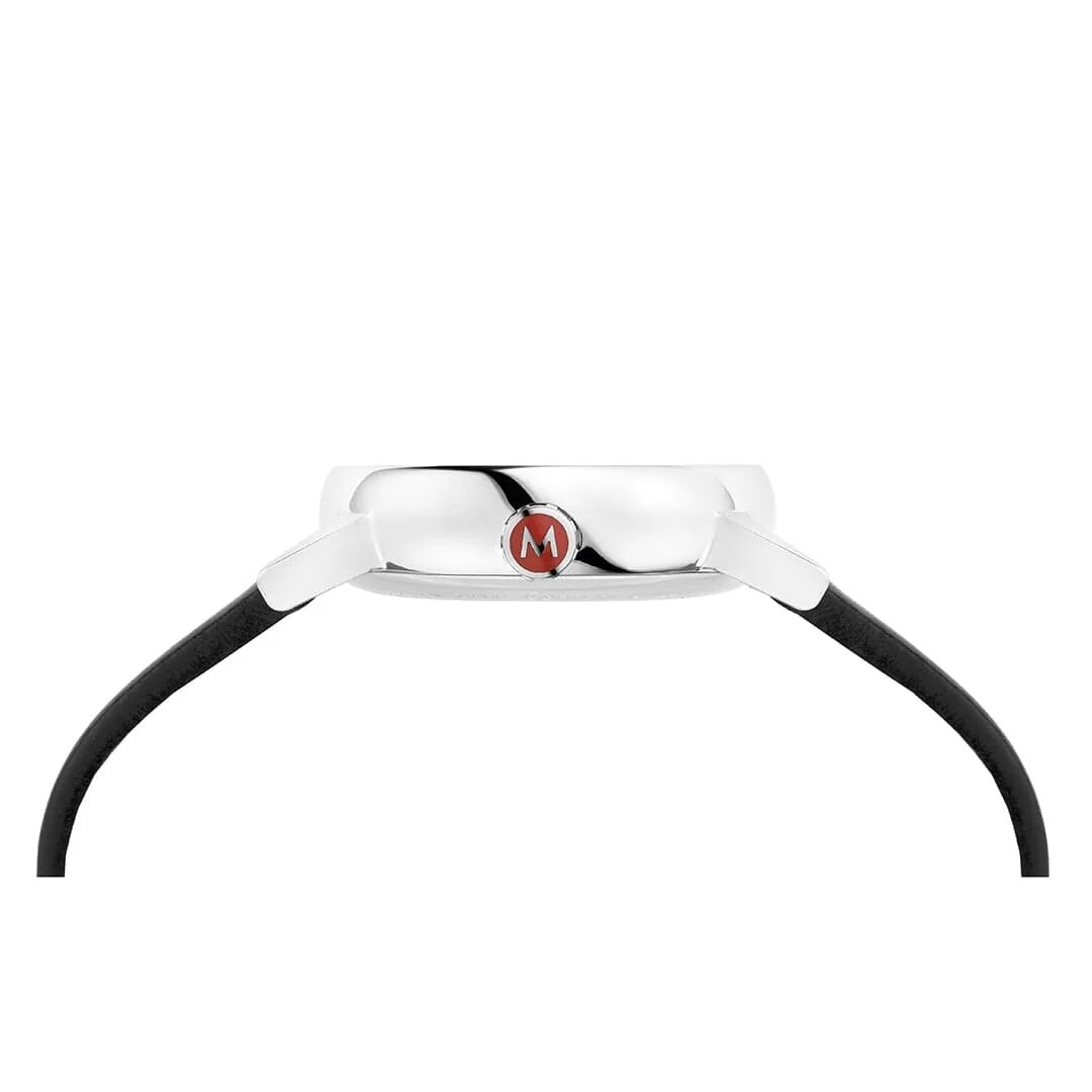 Mondaine Evo2 30 mm gl&auml;nzend schwarzes veganes Armband