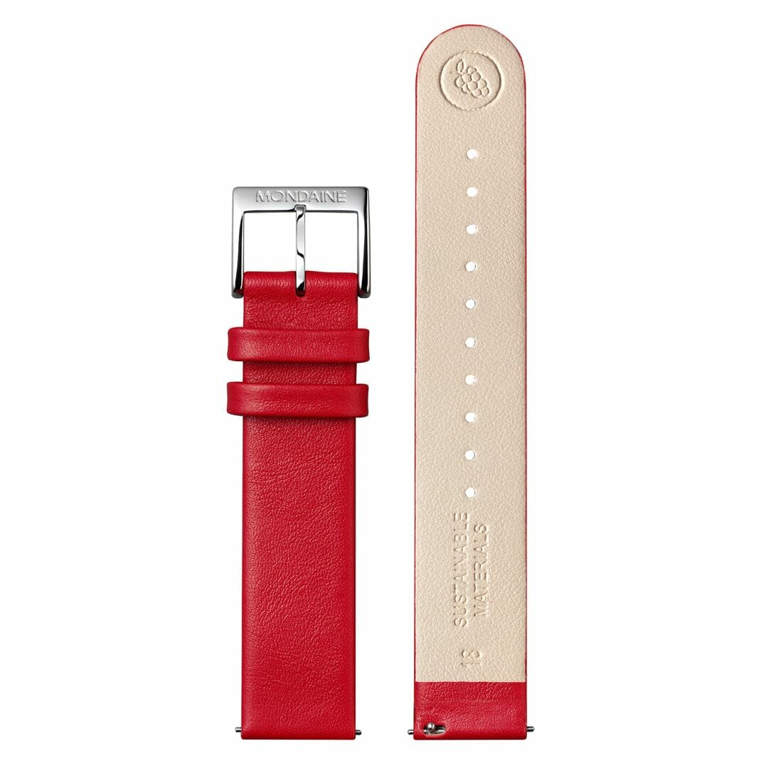 Mondaine Evo2 35 mm&nbsp;glanzend rode vegan band
