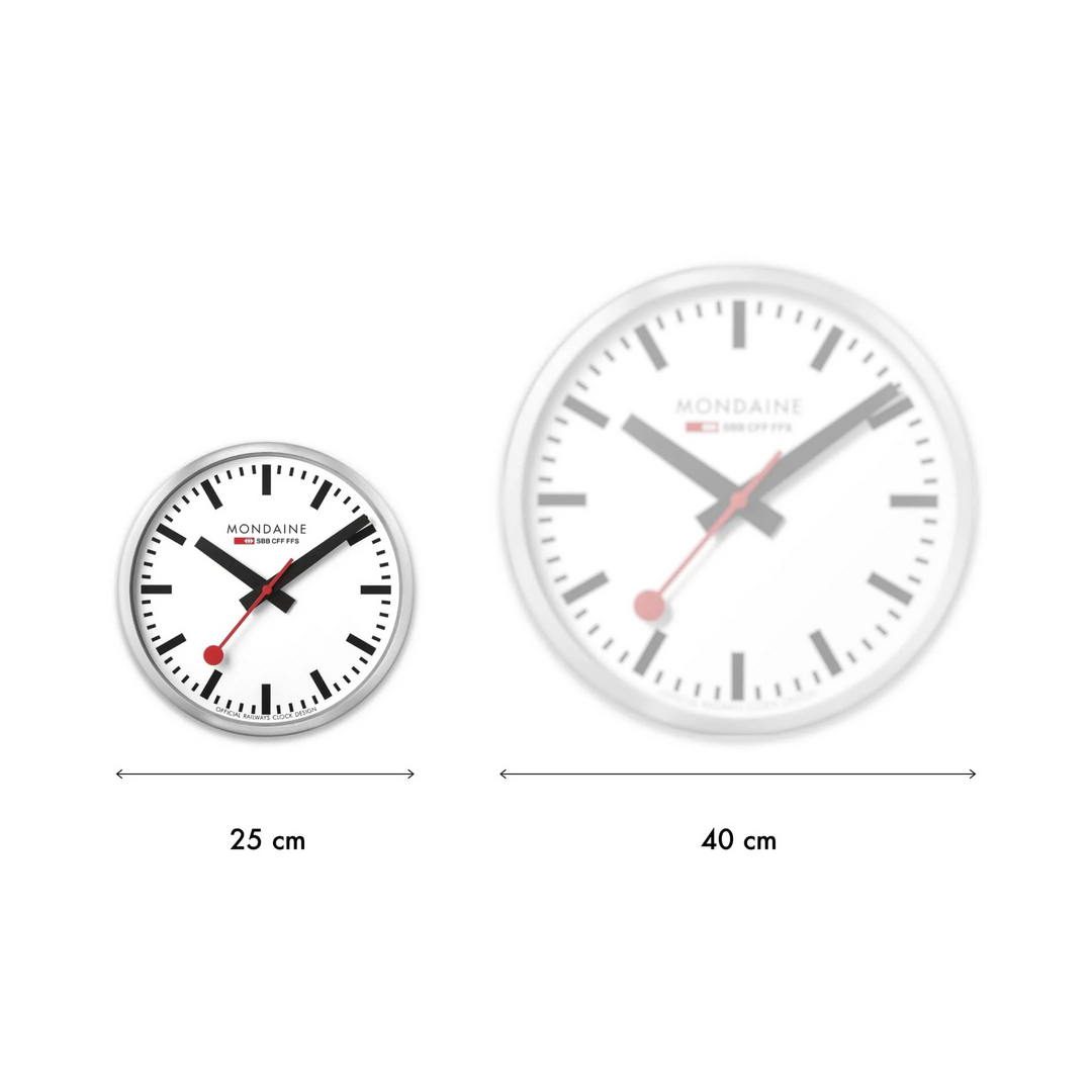 Mondaine Clock Railways wall clock silver Matt 25 cm