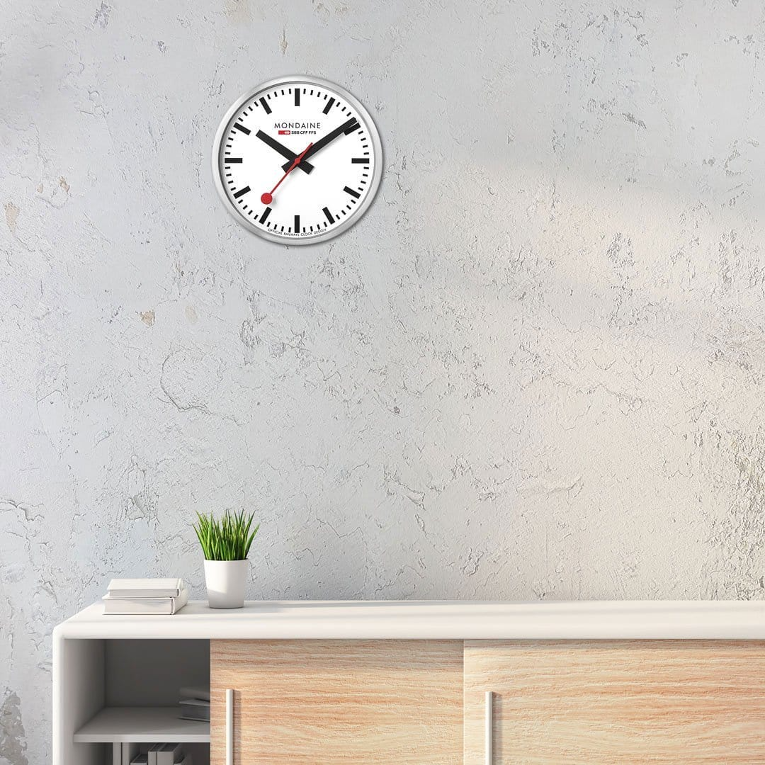 Mondaine Klok Railways wandklok zilver mat 25 cm