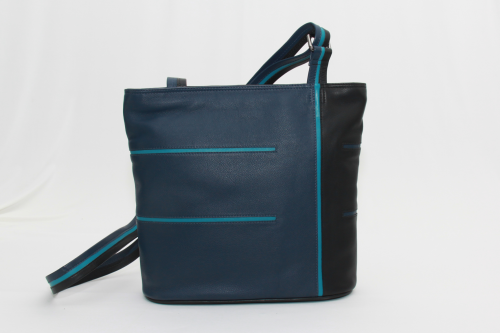 Krista&#039;s Helsinki Square schoudertas zwart, donkerblauw, turquoise
