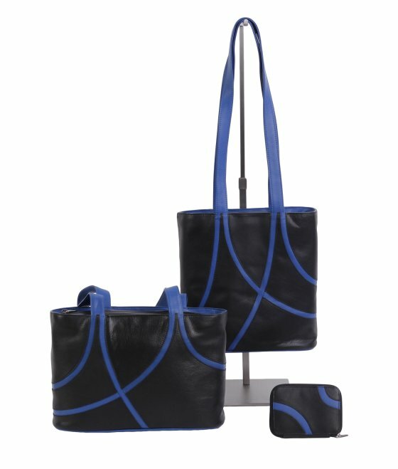 Krista&#039;s Lahti staand schoudertas zwart, blauw