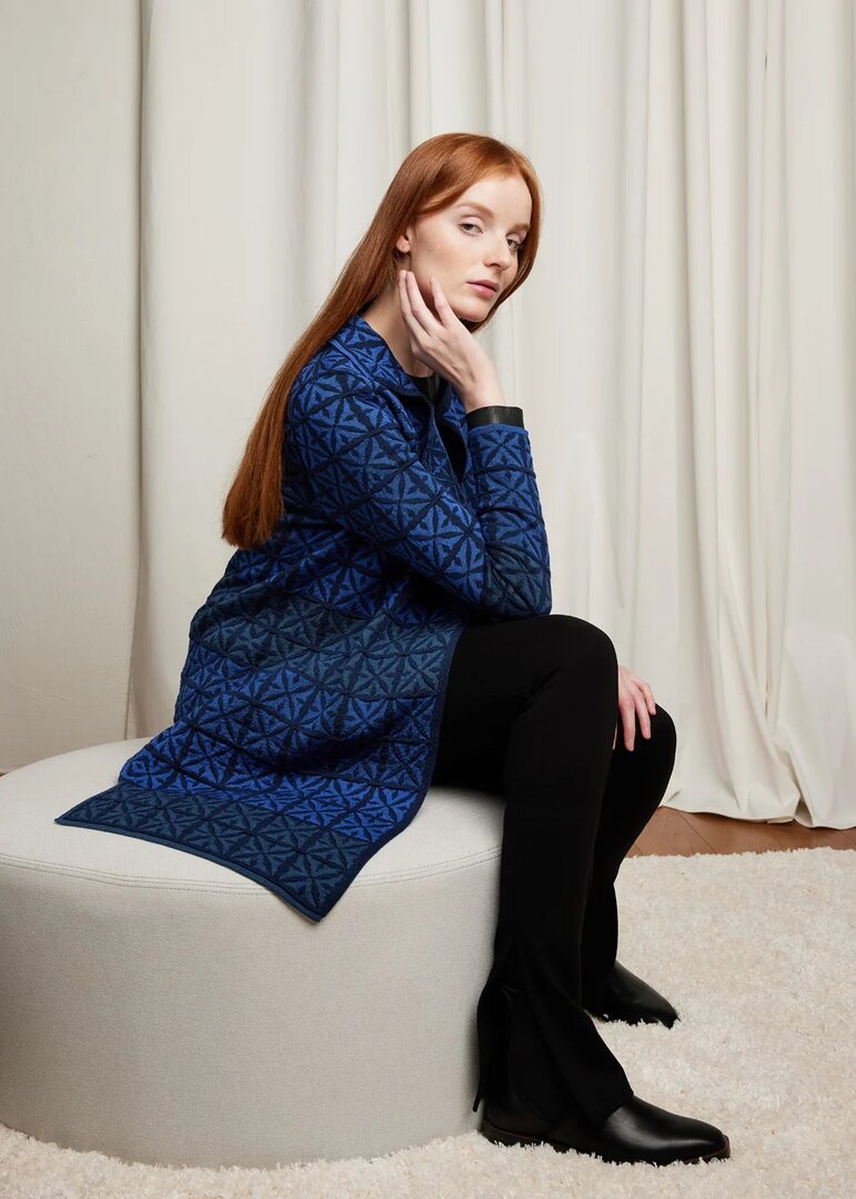 Oleana Long Cardigan 338 W Donker blauw
