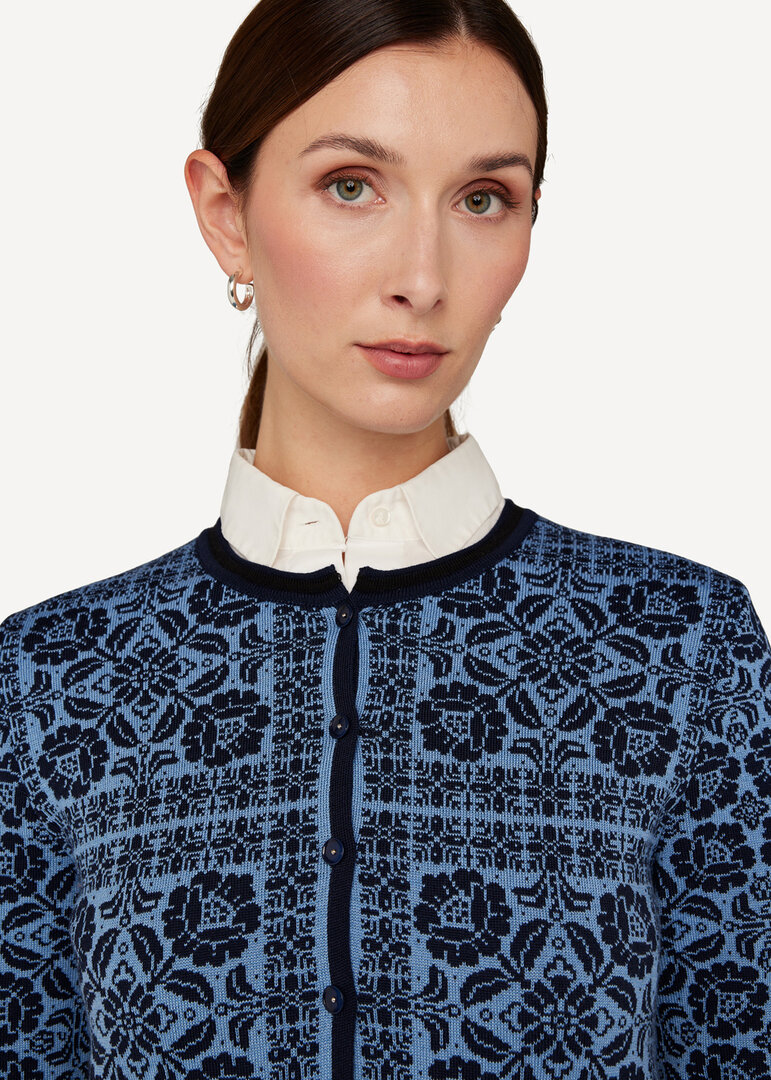 Oleana vest Oksana 812-F2 blauw op blauw