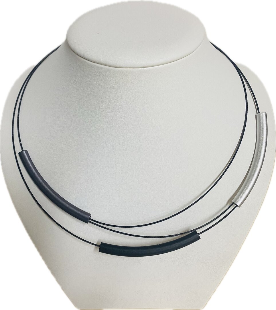 Step by Step ketting 600388 Zilver Zwart Antraciet