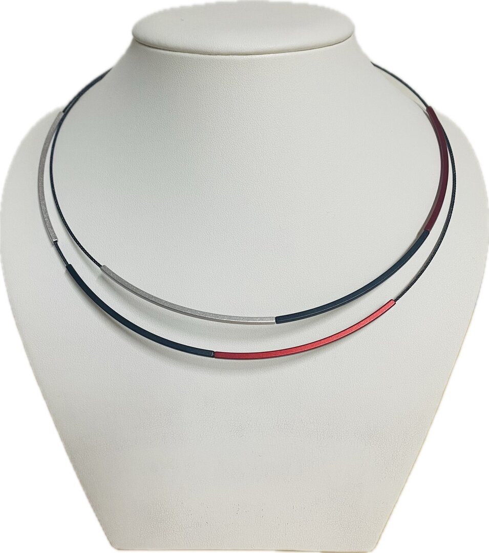Step by Step ketting rood zwart zilver 600584