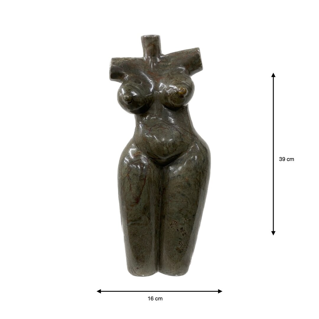 Stenen beeld torso 39 cm, groen