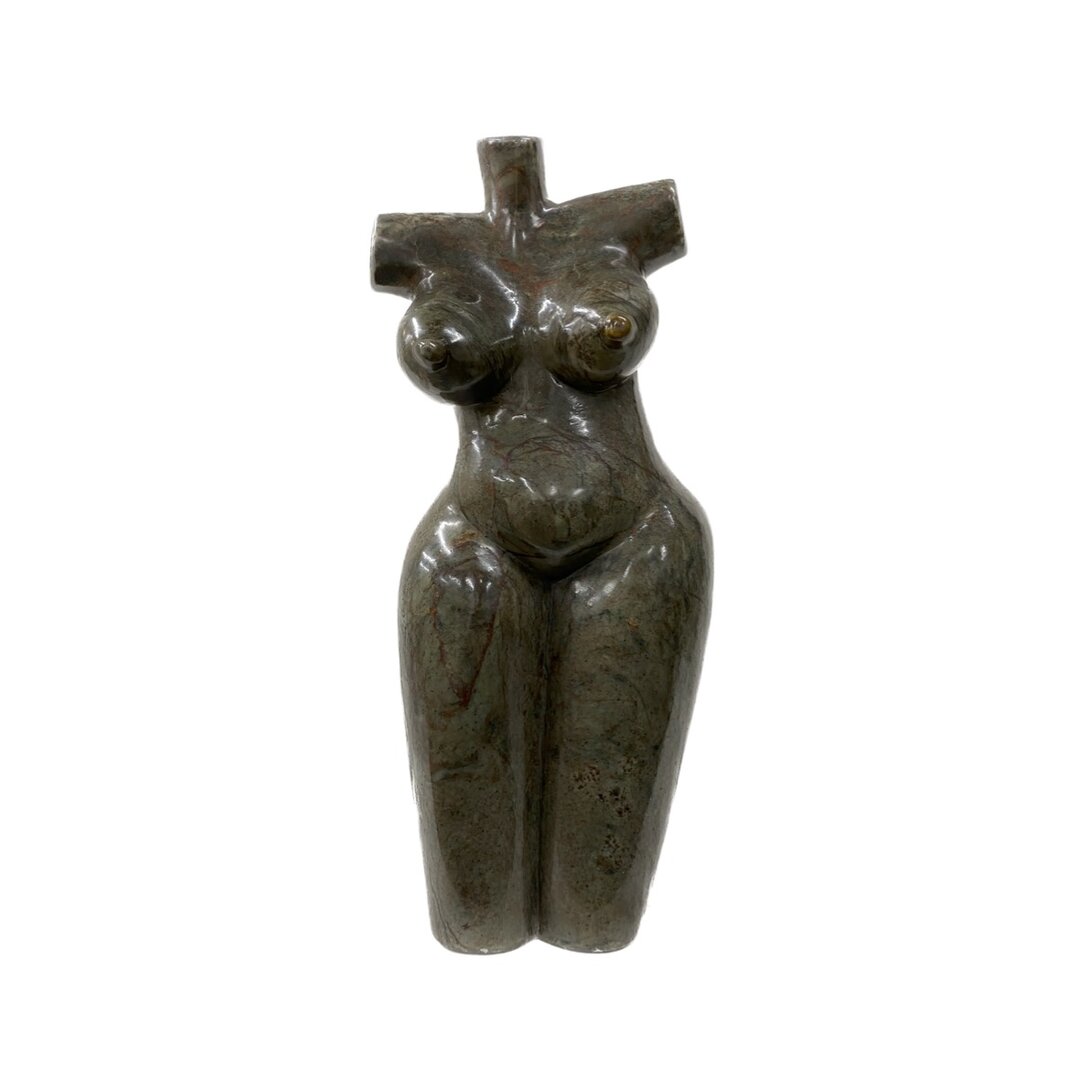 Stenen beeld torso 39 cm, groen