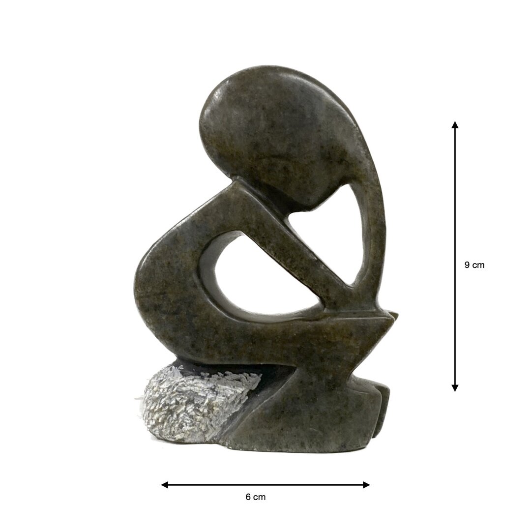 Stenen beeld denker zittend groen 9 cm