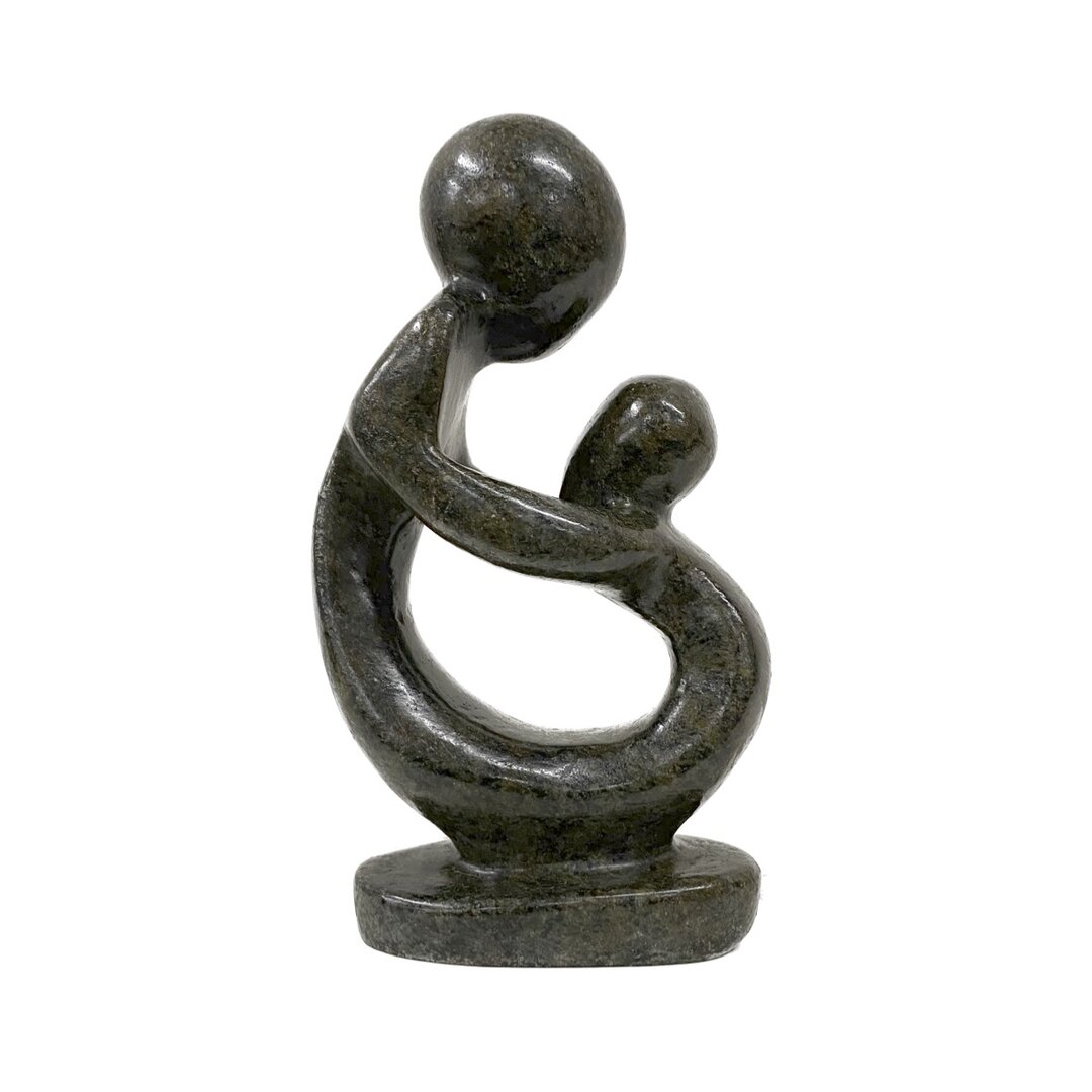 Moeder en kind beeld donker groen 11 cm CMC-1 