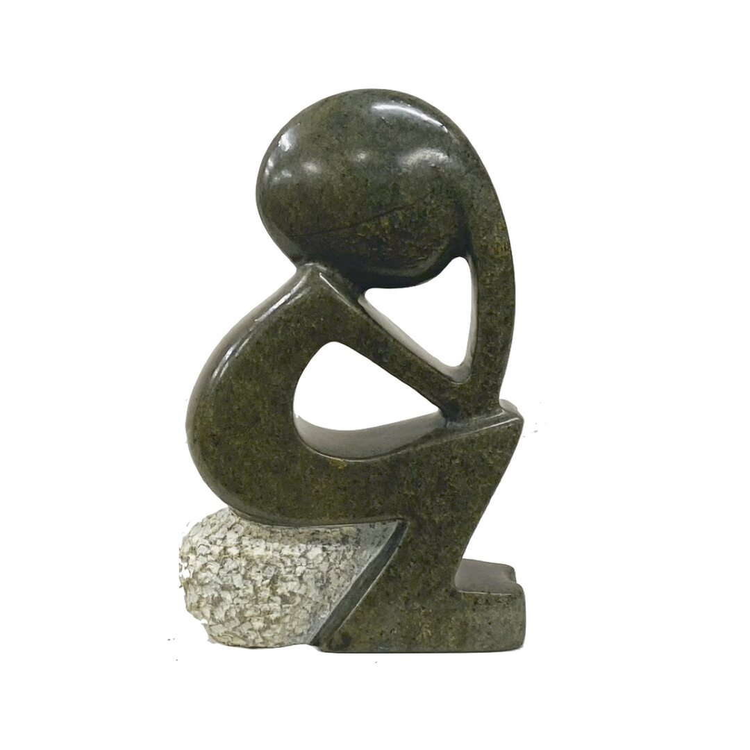 Stenen beeld denker 7.5 cm groen STA-1