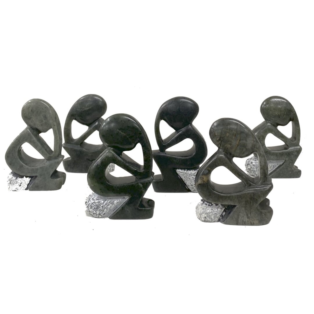 Stenen beeld denker 7.5 cm groen STA-1