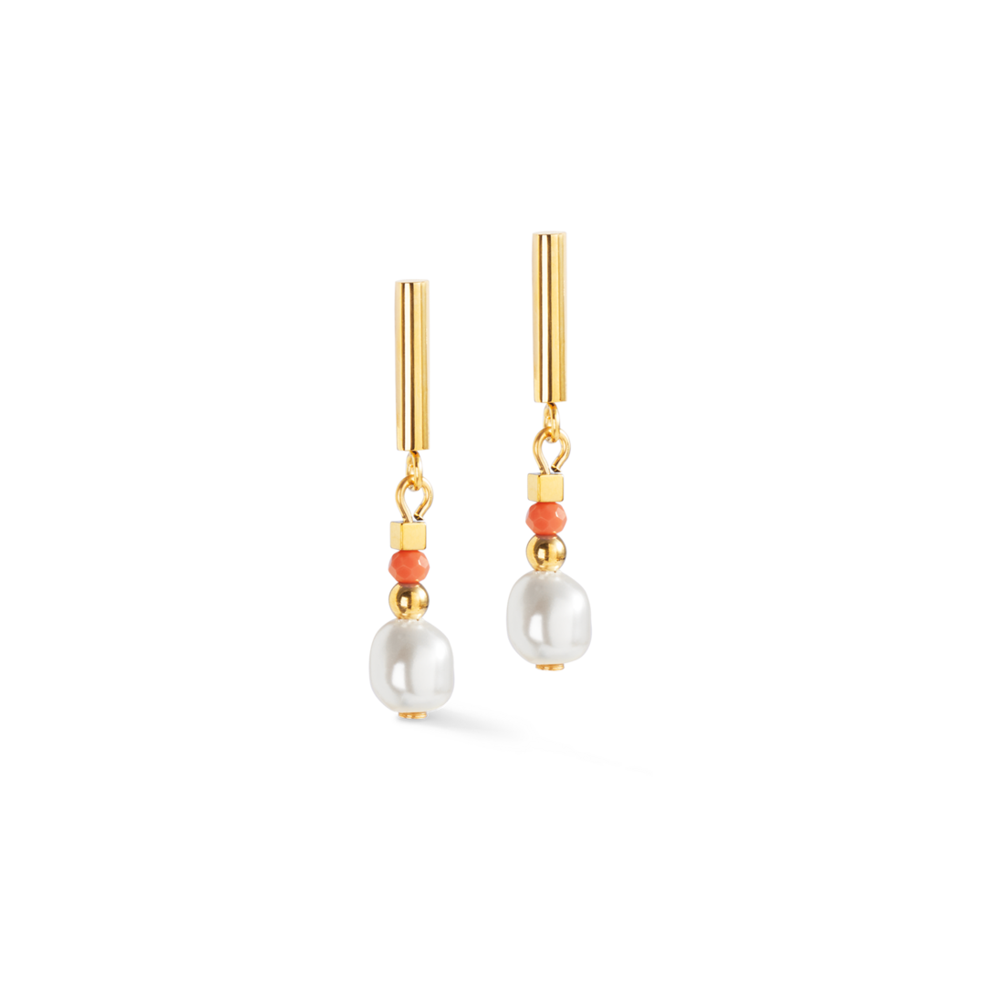Coeur de Lion oorbellen 4358/ /0323 gold coral
