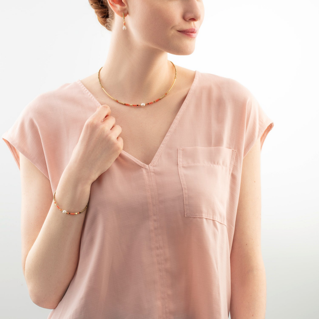Coeur de Lion earrings 4358/ /0323 gold coral
