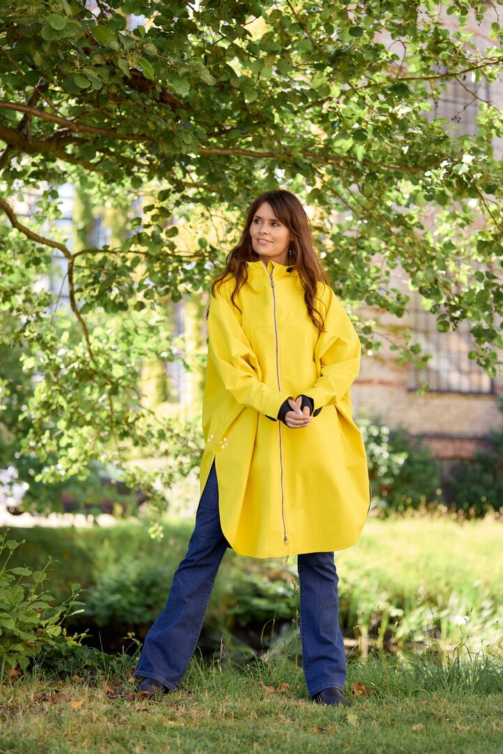 Regn raincoat poncho with zip Pernille Yellow Mango Mojito waterproof, windproof, and breathable
