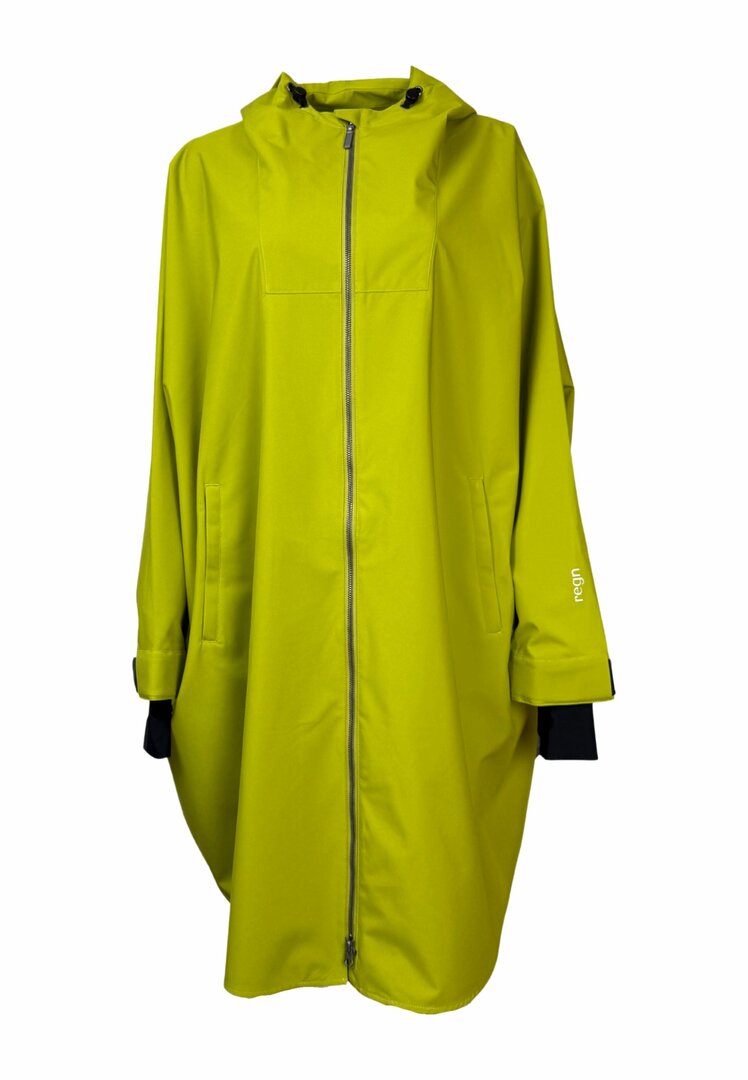 Regn regenjas poncho met rits Pernille Green Golden Lime waterdicht, winddicht, en ademend 
