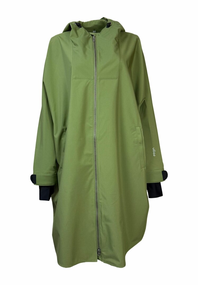 Regn regenjas poncho met rits Pernille Green Mosstne1 waterdicht, winddicht, en ademend 