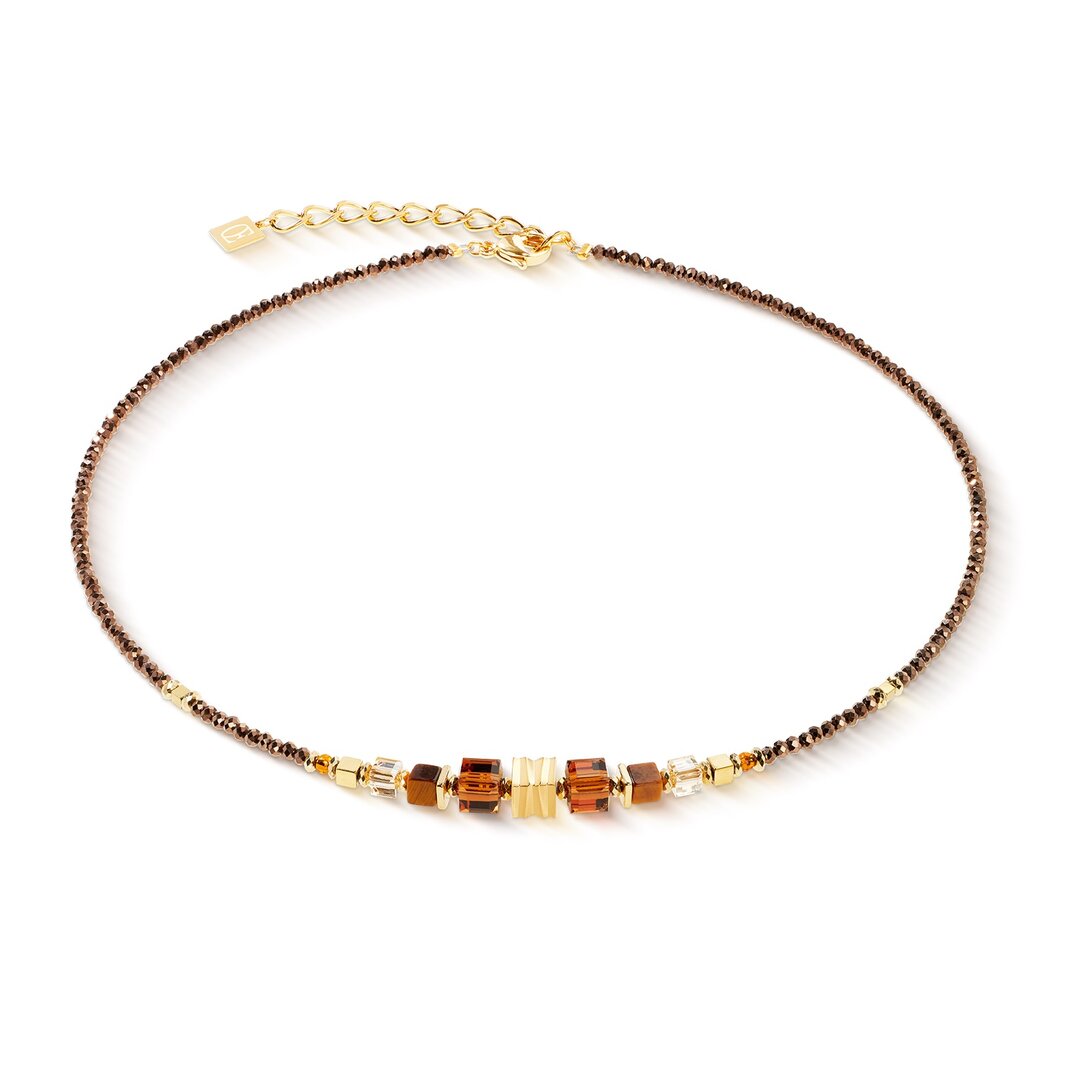 Coeur de Lion Collier 3044/ /1116 Wave Cube Flow gold-brown