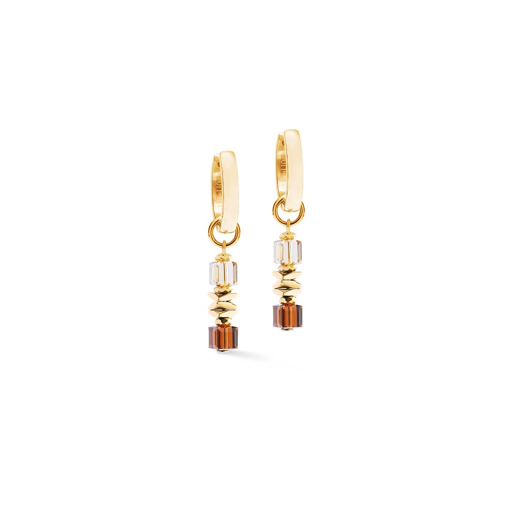 Coeur de Lion oorbellen 3044/ /1166 Wave Cube Flow gold-brown