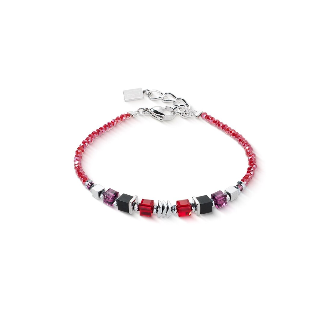 Coeur de Lion Armband 3044/ /0317 Wave Cube Flow silver-red