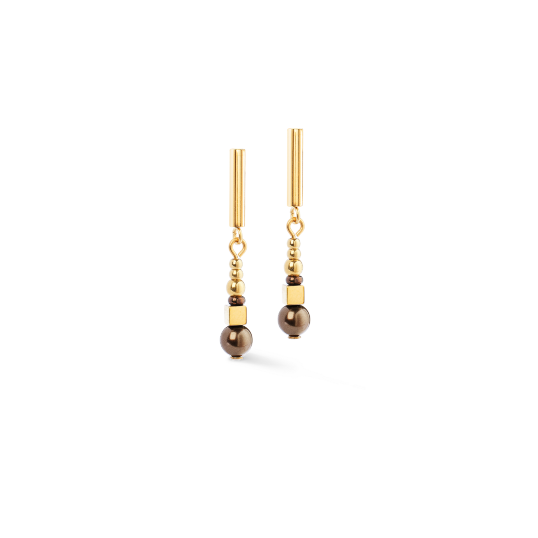 Coeur de Lion oorbellen 4312/ /1100 Shimmering Princess Pearls gold-brown