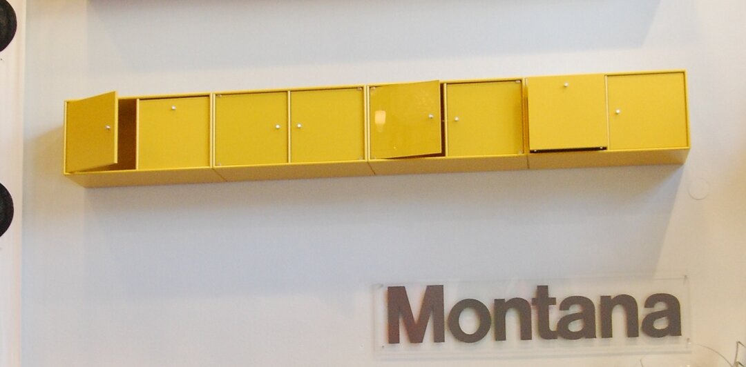 Meuble mural Montana ocre 4 &eacute;l&eacute;ments 2,80 m de large, remise importante