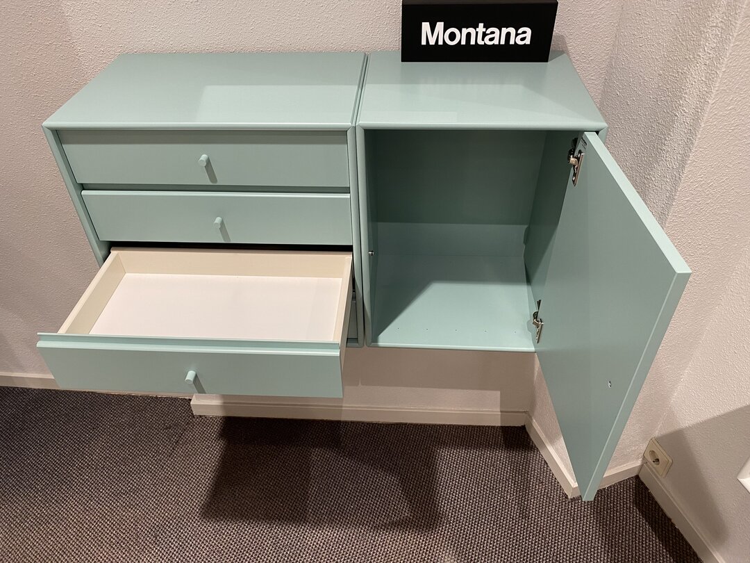 Meuble mural Montana avec miroir vert 3 &eacute;l&eacute;ments 82 cm de large, remise importante
