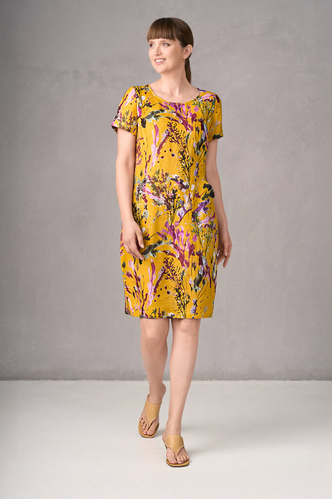 GR Nature clothing, dress LEILA-2 284 yellow print