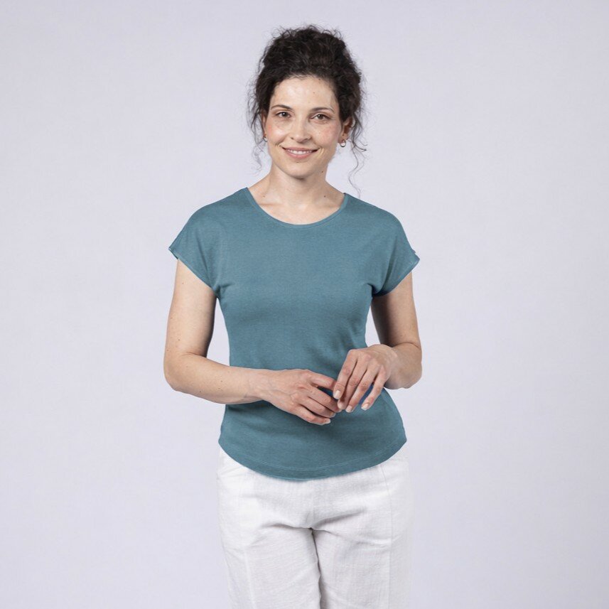 Kokon Zwo clothing shirt Cinda silk viscose jeansblau 530