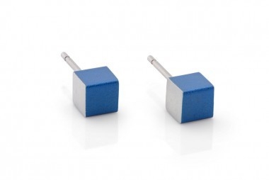 CLIC Blauwe Oorbellen O28B, aluminium design oorbellen blauw