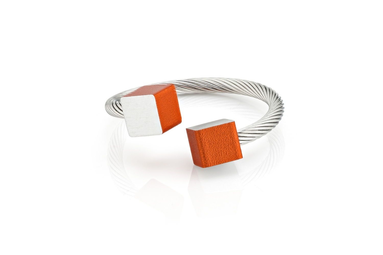 CLIC Oranje Ring R4O, kubusjes ring van CLIC sieraden