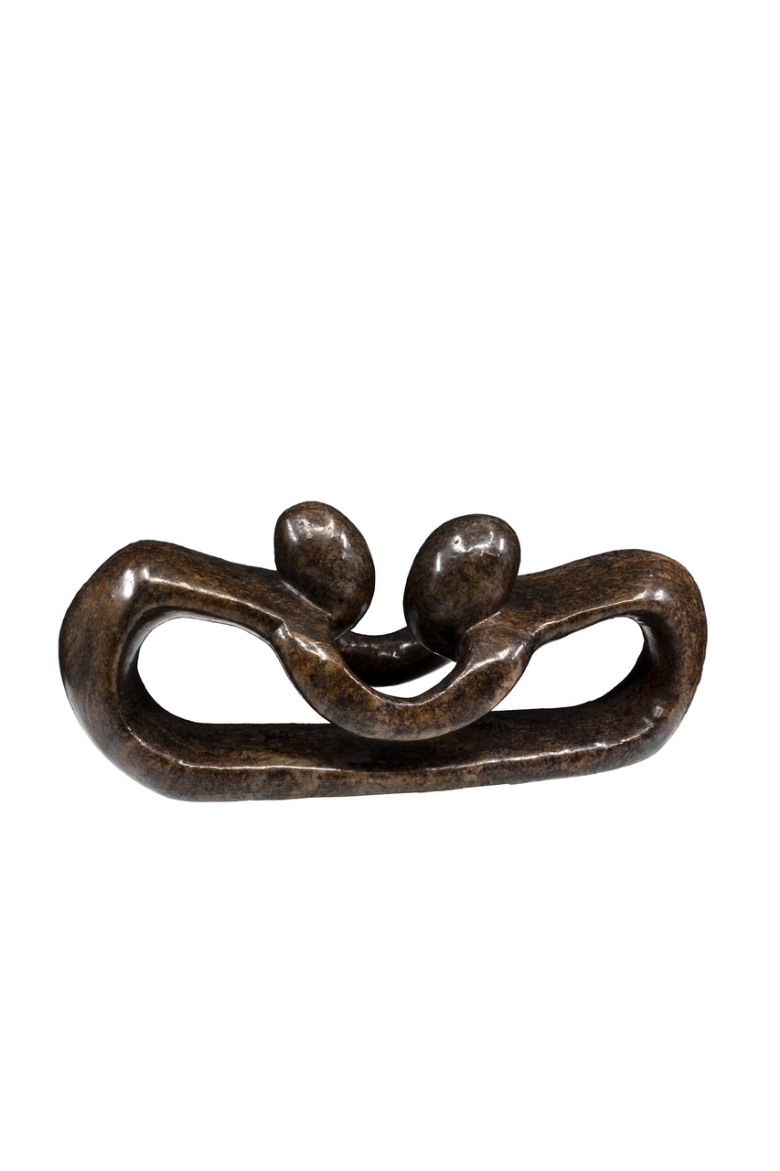 Speksteen beeld twee personen pulling lover 7 cm bruin