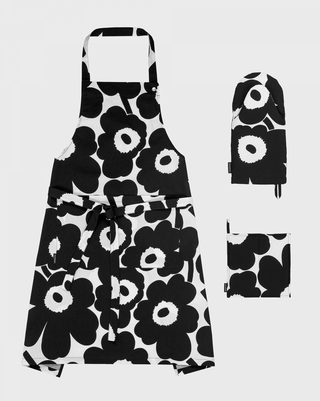 Marimekko servies Oiva schort/ovenwanten set zwart