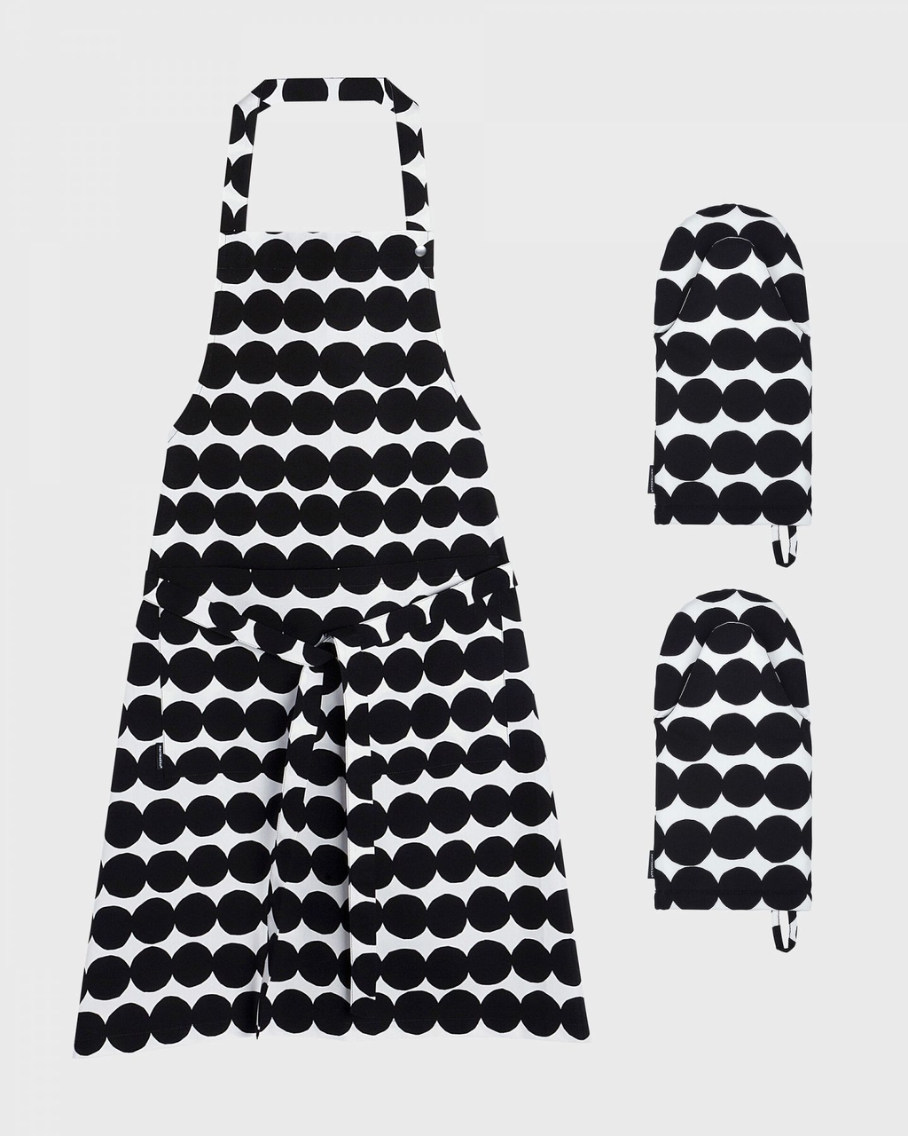 Marimekko servies Oiva schort/ovenwanten set zwart