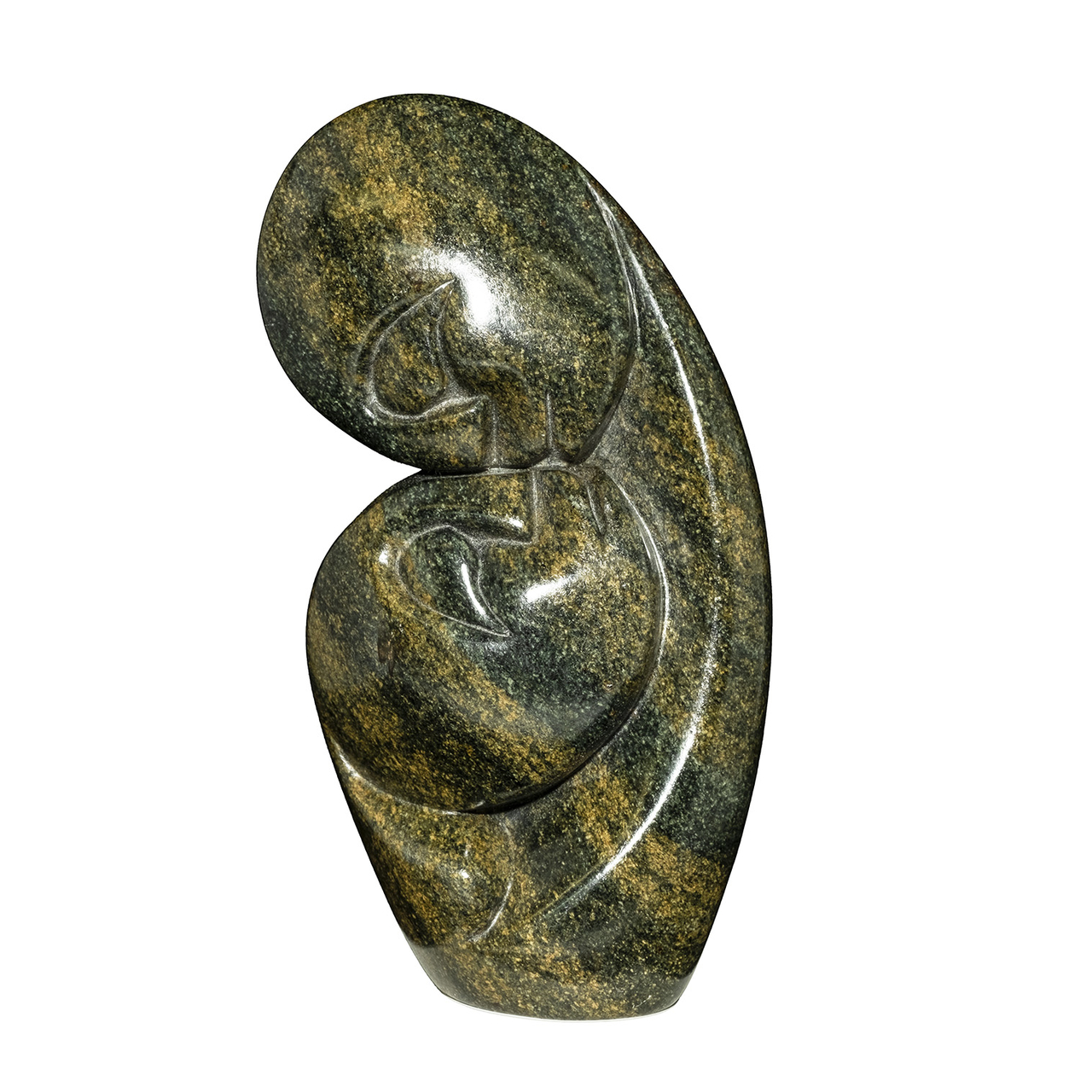 Stenen beeld kissing lover 2 personen | 15 cm hoog | groen