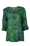Unikat Artwear kleding blouse 122 staal blauw/groen