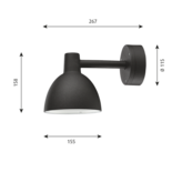 Louis Poulsen buitenlamp Toldbod 155 wandlamp zwart