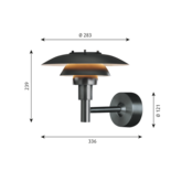 Louis Poulsen buitenlamp PH3-2½ wandlamp zwart