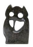 Stenen beeld uil abstract 1 dier, 17 cm hoog, zwart
