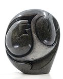 Stenen beeld embryo glad 1 persoon, 22 cm hoog, groen