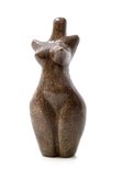 Stenen beeld torso staand 1 persoon, 13 cm hoog, bruin