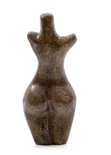 Stenen beeld torso staand 1 persoon, 13 cm hoog, bruin