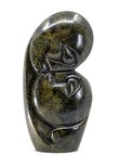 Stenen beeld kissing lover 2 personen, 16 cm hoog, groen