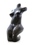Stenen beeld torso knielend 1 persoon, 15 cm hoog, groen