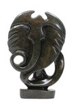Stenen beeld olifant abstract 1 dier, 21 cm hoog, groen