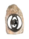 Stenen beeld ruwe lover familie 2 personen, 16 cm hoog, zwart